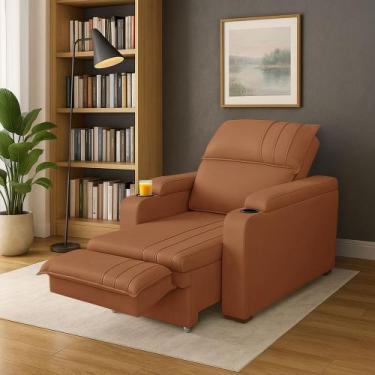 Imagem de Poltrona Srj Papai Retrátil Reclinável Veludo Porta Copos - SRJ MÓVEIS