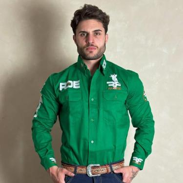 Imagem de Camisão Masculina Radade Manga Comprida Riders Bordada Agro, Verde, M