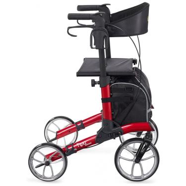 Imagem de Andador para Idoso Dobrável até 136kg com Assento, Porta Copos e Bengala, Comodita, Vermelho