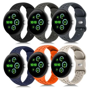Imagem de HAYONLIY Pulseiras esportivas compatíveis com Google Pixel Watch 4/3/2/1 de 41 mm e 45 mm, pulseira respirável de silicone macio de substituição para mulheres e homens