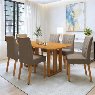 Imagem de Conjunto Sala de Jantar 6 Lugares Retangular Tampo MDF Mesa Bold com C