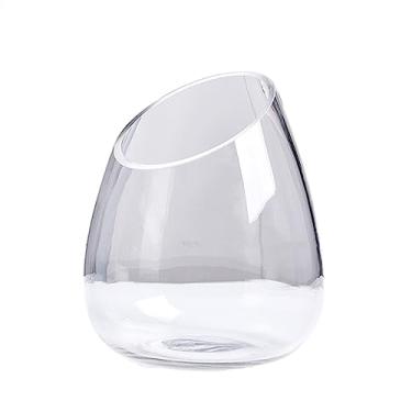 Imagem de Aquário Tanque de peixes engrossado vidro transparente tanque de peixes redondo boca inclinada tartaruga pequena sala de estar do agregado familiar desktop tanque de peixes Aquário(Médio)