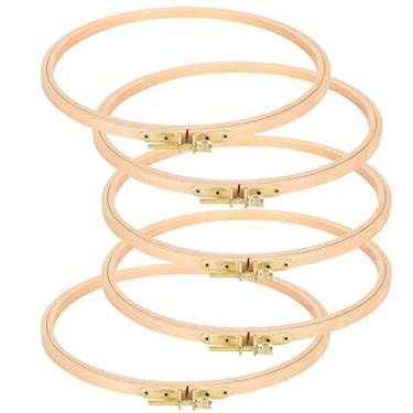 Imagem de AYNEFY Ferramentas de tricô Acessórios Rodada Ferramenta de Moldura de Aro Largo Círculo de Bordado de Bambu Sólido para Costura DIY Ponto Cruz Ponto de Agulha Pintura Em Seda Kits de Arte Artesanato 5 Peças de Bordado