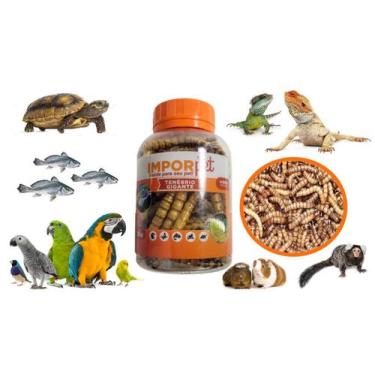 Imagem de 1 Pote com Tenébrio Gigante Desidratado para Aves Peixes Répteis Roedo