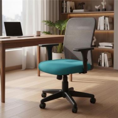 Imagem de Cadeira De Escritório Home Office Tela Giratória Ergonômica Assento 10