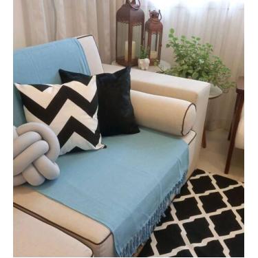 Imagem de Manta para Sofá Retrátil Azul Bebê 2,40 x 1,80 Algodão Luxo - Dona Ode