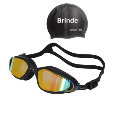 Imagem de Óculos Natação Espelhado Speedo Poseidon e touca preta