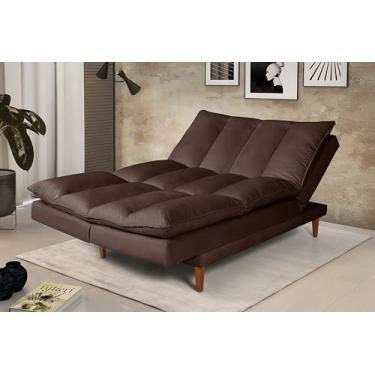 Imagem de Sofá-Cama Vancouver com Chaise 3 Lugares Casal 5 Posições Reclináveis e Revestimento em Suede Macio Marrom