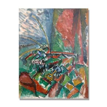 Imagem de Raoul Dufy Prints, (com redes de arrasto na ponte), pôster de viagem vintage, arte impressionista, imagem de arte de parede em tela para decoração de casa. Apenas tela de 50 x 65 cm - 19,7 x 25,6 pol