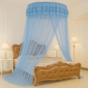 Imagem de Mosquiteiro Gigante de Teto Casal King Queen com Abertura Lateral 14m(Azul,Gigante sem Abertura)