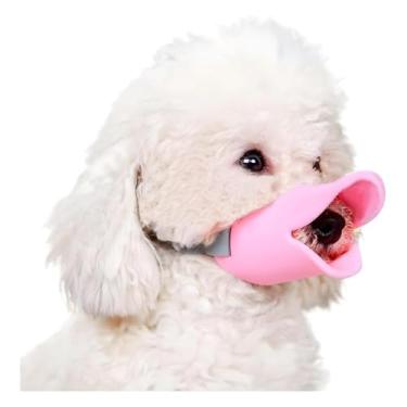 Imagem de Capas em forma de boca de cachorro de pato anti-mordida, máscaras de focinheira anti-chamadas, conjunto de boca de animal de estimação, material de silicone à prova de mordidas (rosa, médio)
