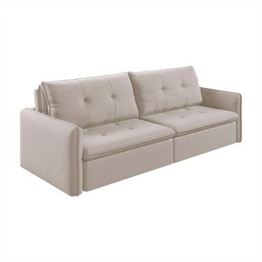 Imagem de Sofá 3 Lugares Retrátil e Reclinável Braga Linho Cru 200 cm