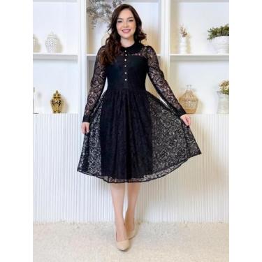 Imagem de Vestido Midi Elegante de Festa em Renda Convidada Madrinha Moda Evangé