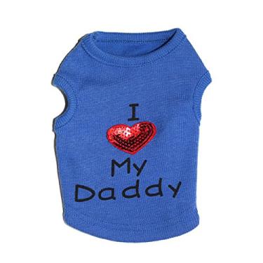 Imagem de Camiseta de cachorro I Love My Daddy/Mommy Cute Heart Vest Slogan Clothe para filhotes pequenos Chihuahua Poodle Xícara de chá Shiatsu Yorkie
