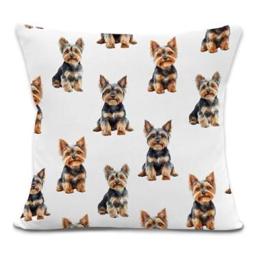 Imagem de Yorhifa Capas de travesseiro Yorkshire Terrier 45 x 45 cm, presentes para donos de cães, presentes de Yorkshire terrier para amantes de cães, capas de almofada para sofá, decoração de quarto de casa