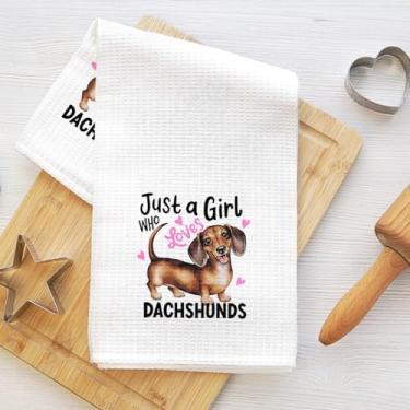 Imagem de Toalhas de cozinha fofas para cães, toalha de prato de microfibra absorvente decorativa de dachshund, toalhas de mão macias de waffle para casa de fazenda, banheiro, presentes para amantes de cães