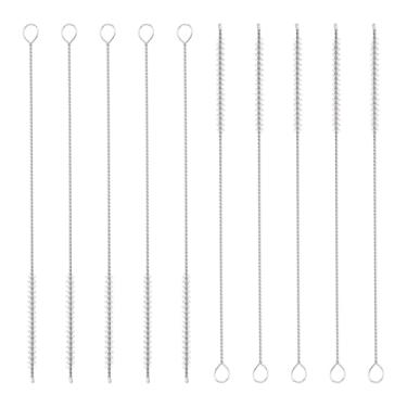 Imagem de HARFINGTON Conjunto de escovas de limpeza de palha, aço inoxidável 304 de comprimento e cerdas de nylon para garrafa de água, canudos de silicone, branco (diâmetro externo de 5 mm, conjunto de 10