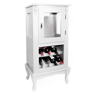 Imagem de Adega Rústica 1 Porta Com Espaço Para Até 8 Garrafas Com Pés Luiz Xv - Branco Laca