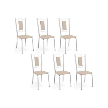 Imagem de Cadeiras de Cozinha Florença C005 Kit 6 Un Cromada - Assento Nude 16 - Kappesberg