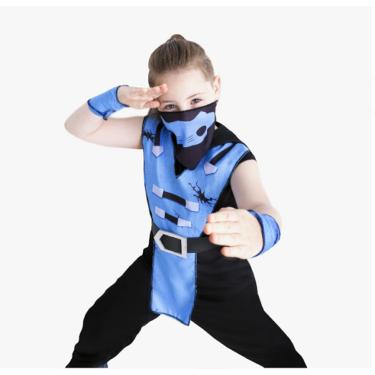 Imagem de Fantasia Ninja Kombat Mortal Azul Menino Infantil