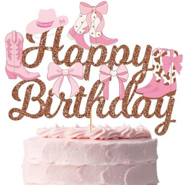 Imagem de Topper de bolo Cowgirl - Decorações de bolo de vaqueira ocidental, botas e laços, decorações de festa, topo de bolo de rodeio para artigos de chá de bebê do Velho Oeste
