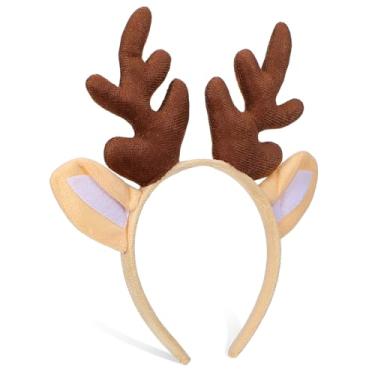 Imagem de TOYANDONA Tiara de Rena para Adultos - Tiara de Natal Com Chifres de Rena, Adorno de Cabelo Com Orelhas de de Pelúcia para Festas de Natal E Eventos Festivos