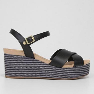 Imagem de Sandália Anabela Beira Rio Tiras Cruzadas Feminina-Feminino