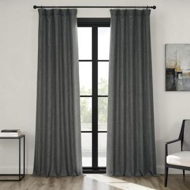 Imagem de HPD Half Price Drapes - Cortinas de linho sintético para sala de estar (1 painel) - 137 cm L x 246 cm C - Cortinas texturizadas para quarto 246 cm de comprimento - Cortinas para decoração de casa
