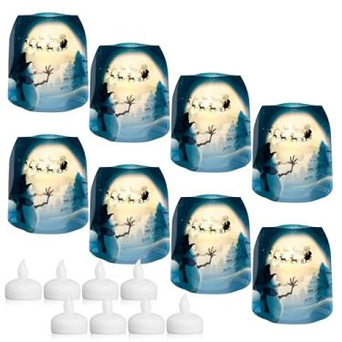 Imagem de MODGY Lanternas luminárias castiçais decorativas para ambientes internos e externos, lanternas para decoração de mesa central de casamento, pátio externo, com velas de LED flutuantes sem chama, pacote