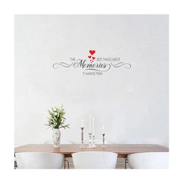 Imagem de MYMKO The Best Thing About Memories is Making Them Size 15 x 53 cm, decalque de parede com coração UV DTF, decalque de arte de parede para sala de estar, quarto, cozinha, TV, parede, decoração de