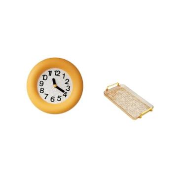 Imagem de Fenteer Relógio de Parede Silencioso Contemporâneo E Bandeja de Sobremesa com Alça para Mesa de Centro, Ideal para Cozinha, Sala de Jantar, Quarto, Casa E Fes