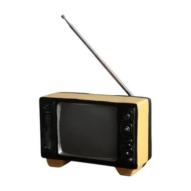 Imagem de Ｂｅｓｇａ Estátua de resina decorativa em formato de rádio vintage para casa, ideal para bar, quarto, armário ou sala de estar, Amarelo