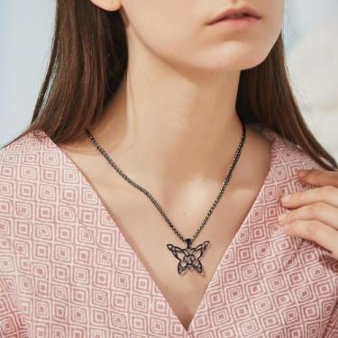 Imagem de Colares femininos de aço inoxidável com flor de rosa/martelo/cruz/São Jude Thaddeus/borboleta/colar com pingente celta masculino joia rigiosa, One Size, Aço inoxidável, Sem Pedra Preciosa