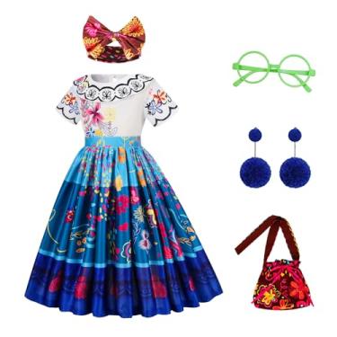 Imagem de Fantasia de princesa para meninas, vestido azul para crianças, aniversário, Natal, Halloween, Carnaval, roupa com acessórios, Azul, 140,7years