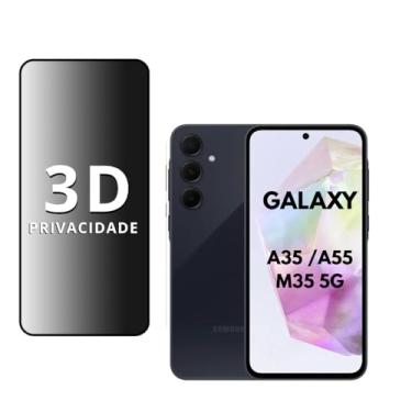 Imagem de Película Privacidade VIDRO 3D GALAXY A35 5G / A55 5G / M35 5G,Proteção Total, Anti-Riscos e Anti-Espião