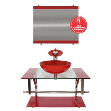 Imagem de Gabinete de Vidro 70cm para Banheiro Bulgária - EKASA, Vermelho Ferrar