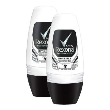 Imagem de Kit 2 Desodorante Antitranspirante Rexona Men Invisible Roll-on com 50ml
