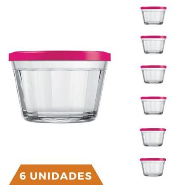 Imagem de 6 Pote Americano Vidro C/Tampa Cores Amlimento 350ml Nadir - NADIR FIG