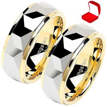 Imagem de Alianças Tungstênio Ouro Namoro Compromisso Fio Ouro 8mm Tradicional L