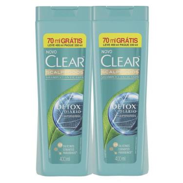 Imagem de Kit 2 Shampoo Anticaspa Clear Detox Diário Leve 400ml Pague 330ml