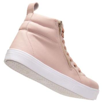 Imagem de Tenis Rosa Cano longo Com Sola De Borracha Plataforma. - Fierre, Branc
