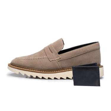 Imagem de ThézB Sapato Social Oxford Masculino em Couro Sintético, Sola Tratorada, Estilo Brogue, Marrom, com Carteira, para Festa e Casamento (Capuccino off, BR, Adulto, Numérico, 43)