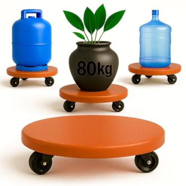 Imagem de Suporte para Vasos de Plantas em Cimento na Cor Terracota | 25cm | Rodízios ABS Giratórios | Suporta até 80kg | Design Moderno e Minimalista | by Ateliê TH Wood Art