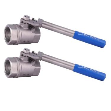 Imagem de ARITA Válvula esférica com manípulo "Deadman" de retorno de mola 5 cm, aço inoxidável 304 porta completa 1500PSI para água, óleo e gás, NPT fêmea, 2 unidades