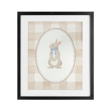 Imagem de Stupell Industries Coelho no verde guingão bétula emoldurada sob vidro, design por The Paper Curator, 21 x 17