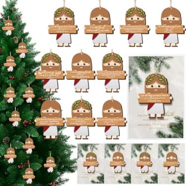 Imagem de Chunful Enfeites de Natal Cristãos 2025 Ornamento de Madeira para Árvore de Natal Sinal de Presépio Verso Bíblico em Massa Presente com Cartões de Feliz Natal para Família, Igreja, Mulheres e Homens