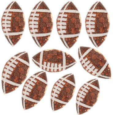 Imagem de Remendos decorativos de lantejoulas rugby bola jogo futebol futebol esportes futebol costurar emblemas bordados DIY camiseta chapéu mochila roupas apliques adesivo (marrom)