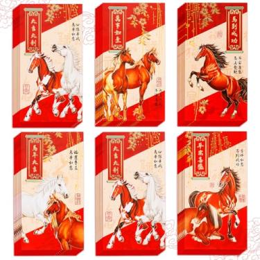 Imagem de Envelopes vermelhos de ano novo chinês, 36 peças de envelopes vermelhos de cavalo 2026, envelope vermelho de ano de cavalo 2026, Hong Bao, envelope de dinheiro da sorte, pacote de bolso vermelho para