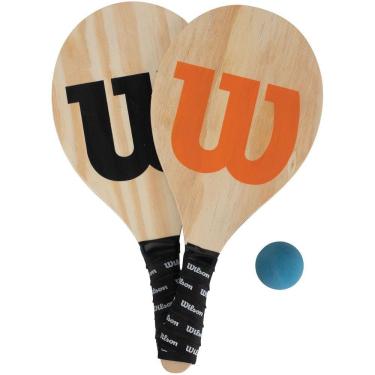 Imagem de Kit de Frescobol Wilson Logo - 1 Par de Raquetes + 1 Bolinha com Capa