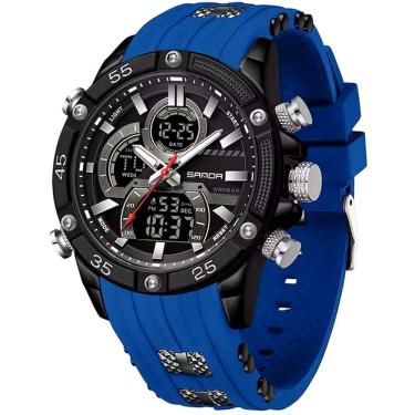 Imagem de Relógio De Pulso Impermeável Masculino Esportivo De Quartzo Azul